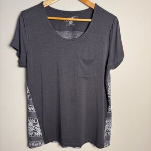 LNBF‎ Terrera Women's Lightweight Cap Sleeve Scoop Neck T-Shirt Blouse Gray XL